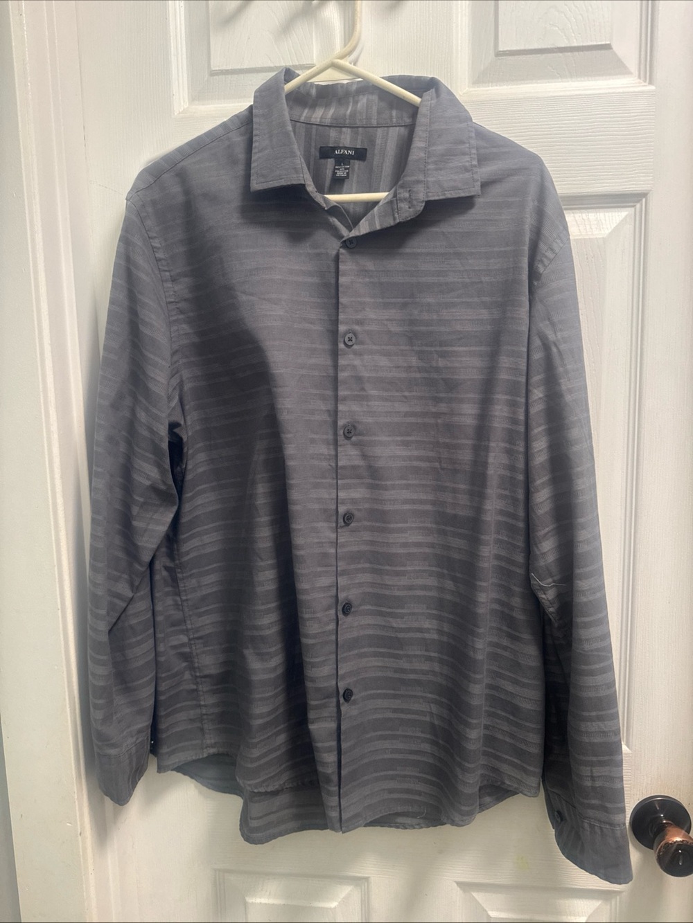 Alfani Men's Button-Up Shirt in Charcoal and Slate